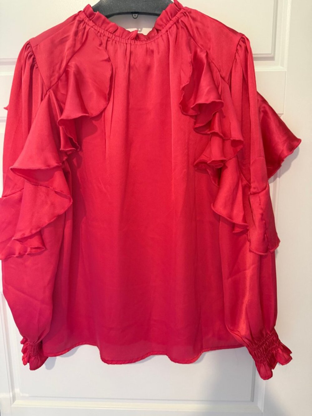 Dalin Red Ruffle Blouse Size S - Picture 4 of 4